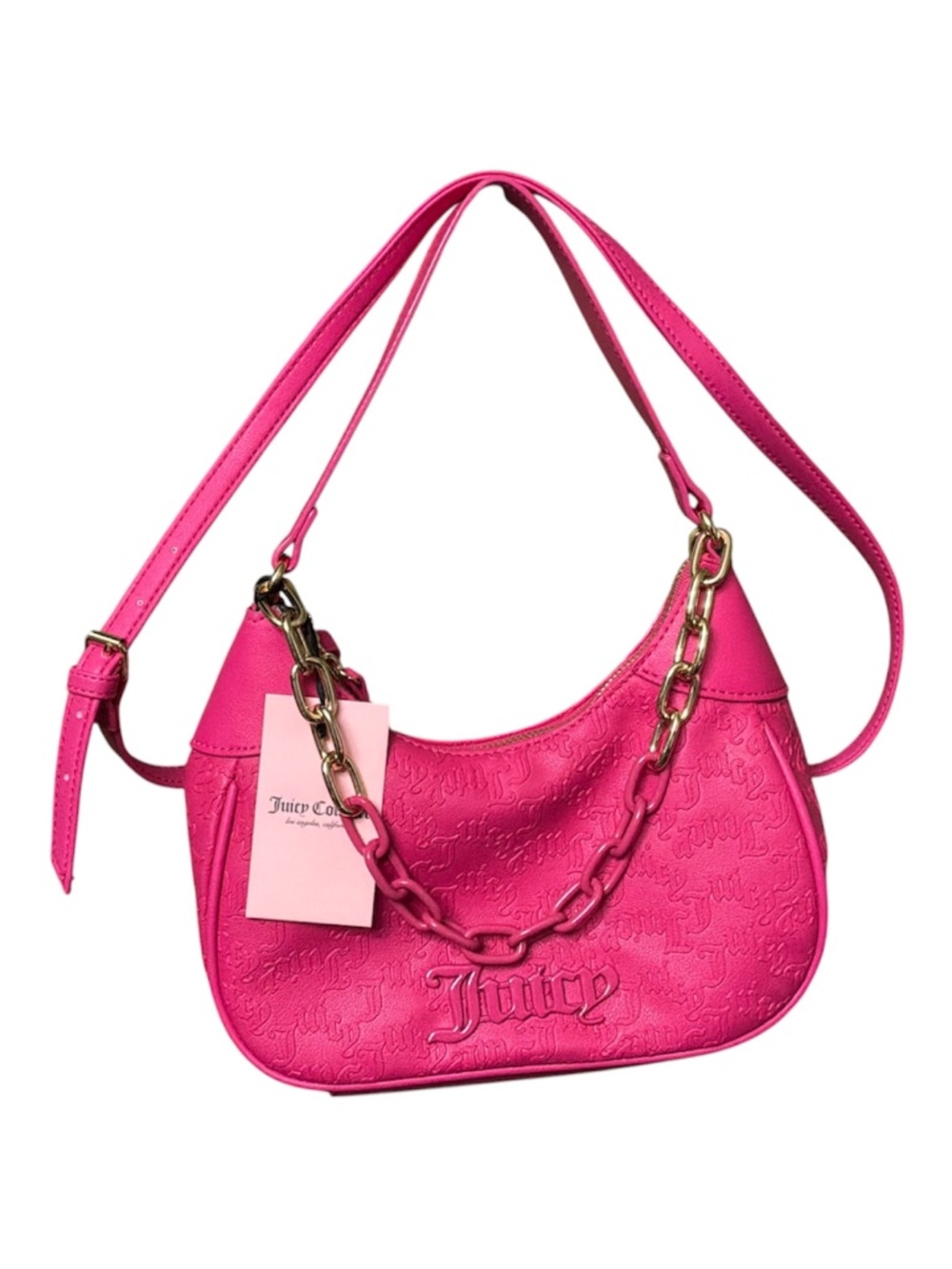 Juicy Couture Vibrant Pink Embossed Shoulder/Crossbody/Hand Held Bag - Picture 2 of 5